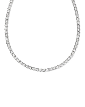 KENDRA SCOTT- Bella Rhodium Tennis Necklace in White CZ